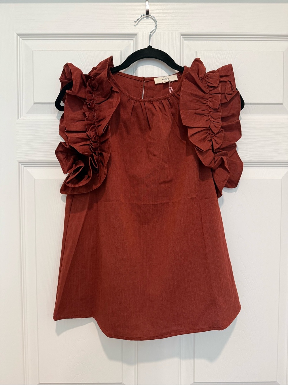 entro Rust Ruffle Sleeve Top - Picture 1 of 7